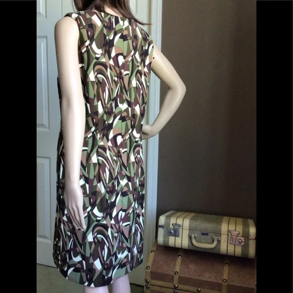 Connected Sleeveless Dress - Brown, Tan, Green and Cream - Picture 6 of 10